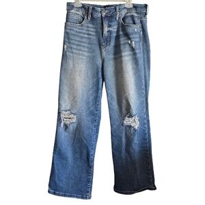 Whetherly Blue Distressed James Highrise Straight Wideleg Jeans